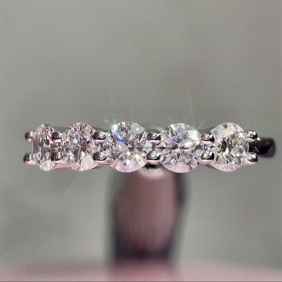 1.25tcw 925/Rhodium 5 Stone Anniversary Ring - Picture 4 of 15